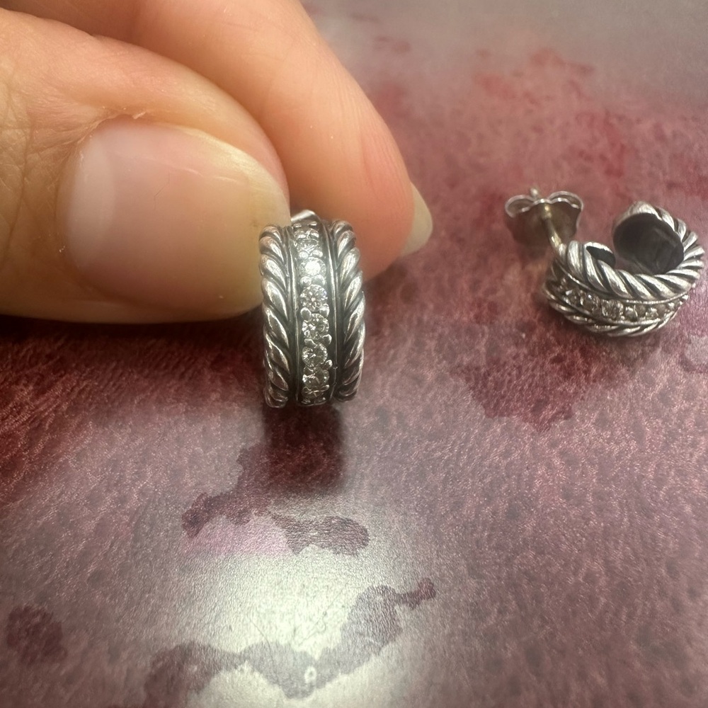 David Yurman diamond cable huggie
